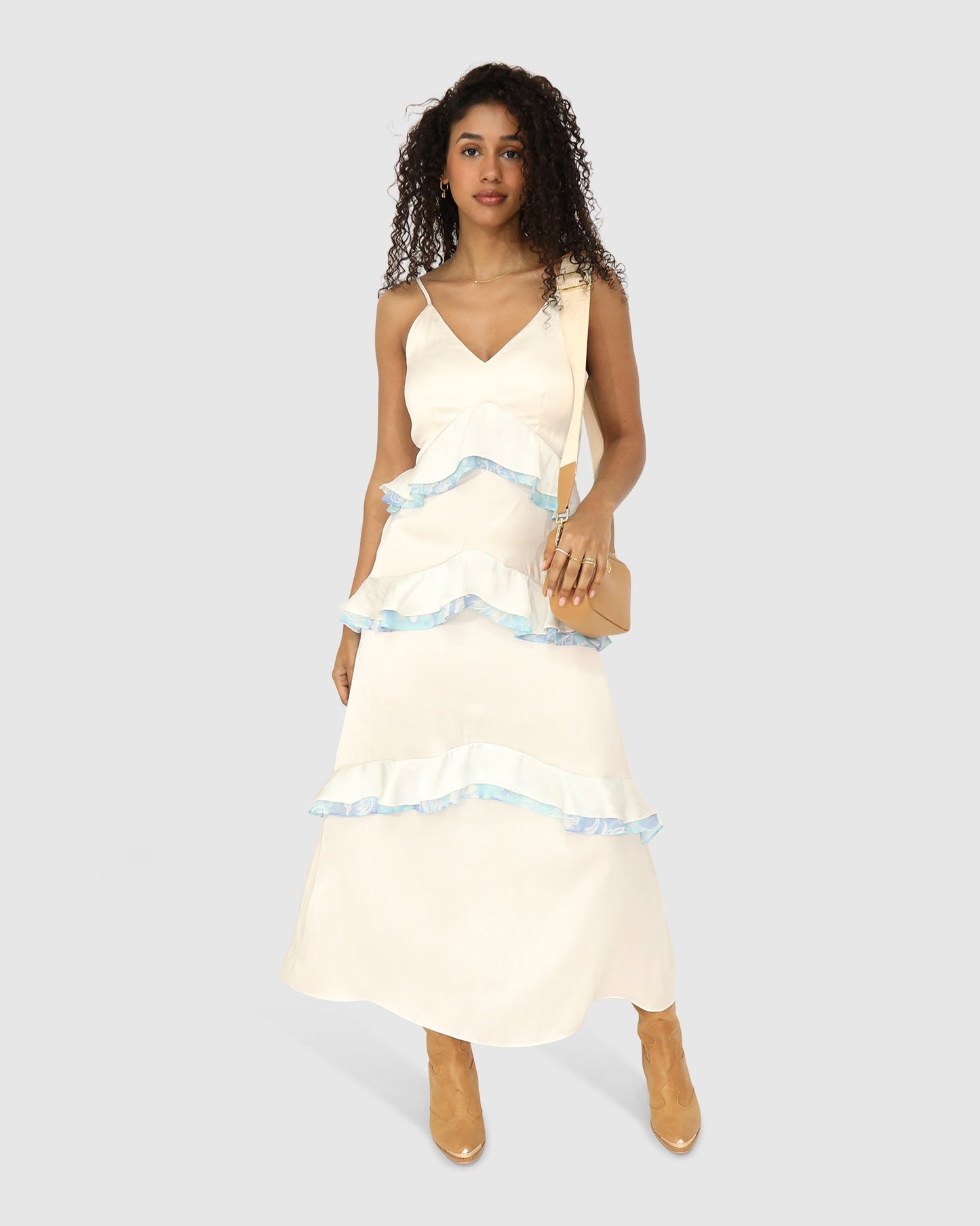 Lovely Day Ruffle Maxi Dress - White