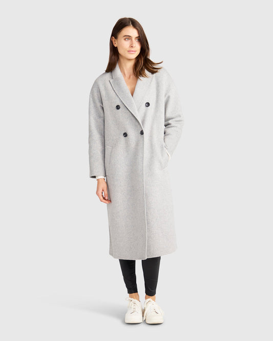 Guestlist Oversized Double Breasted Coat - Grey Marle