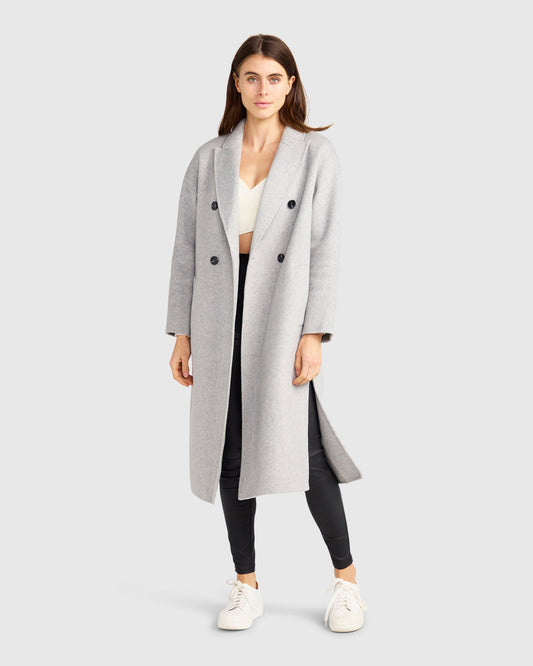 Guestlist Oversized Double Breasted Coat - Grey Marle