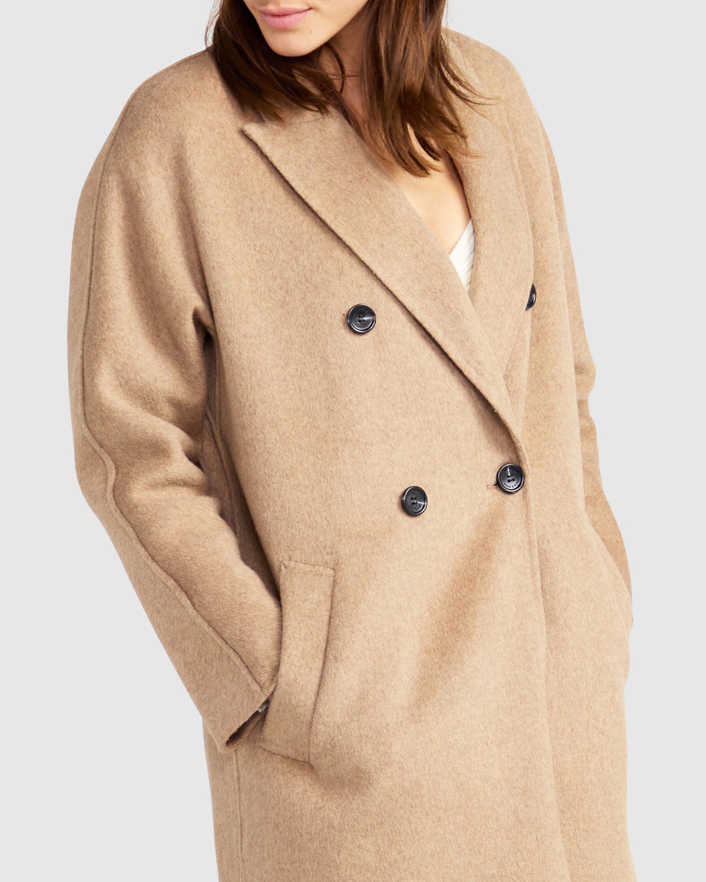 Guestlist Oversized Double Breasted Coat - Oat