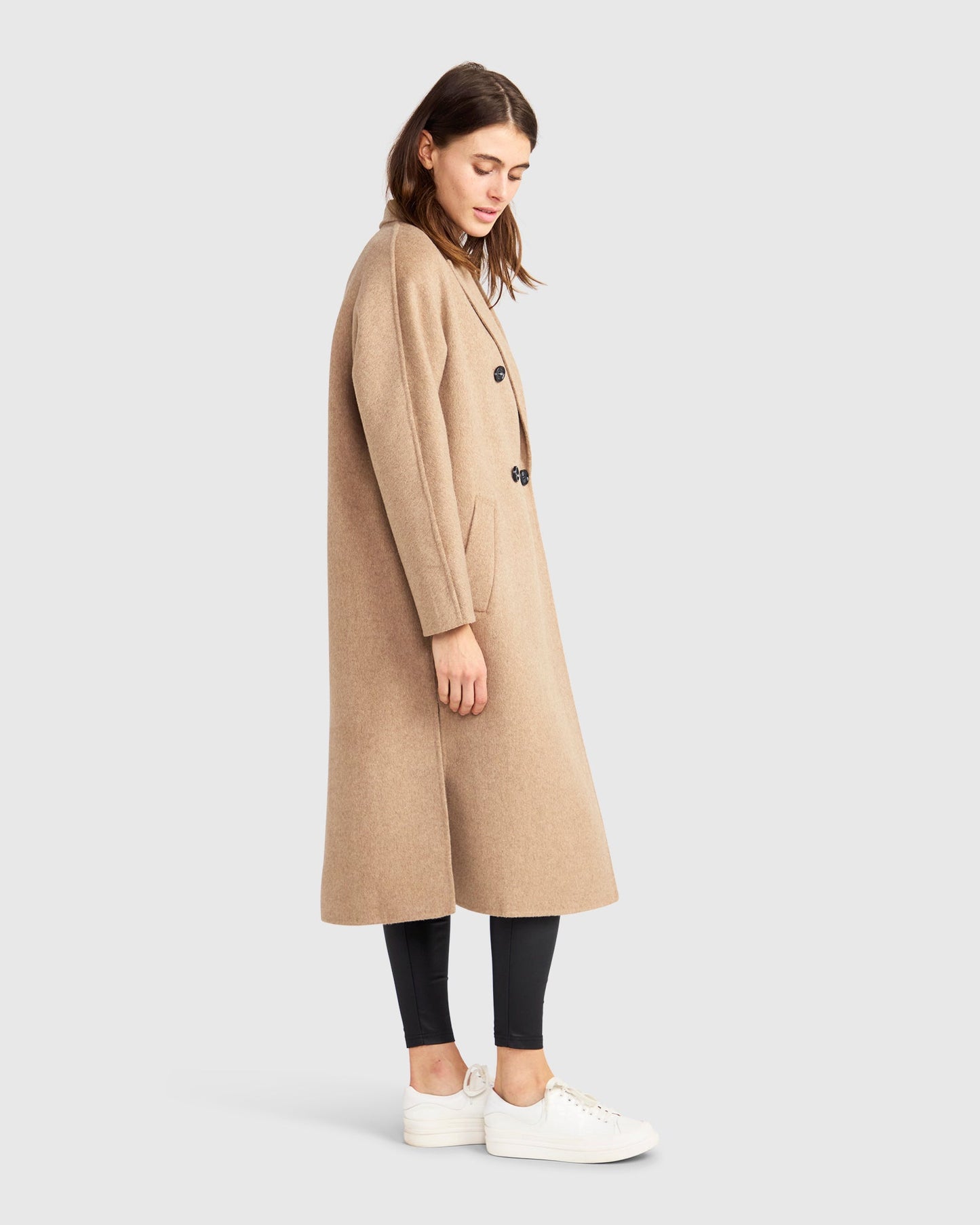 Guestlist Oversized Double Breasted Coat - Oat