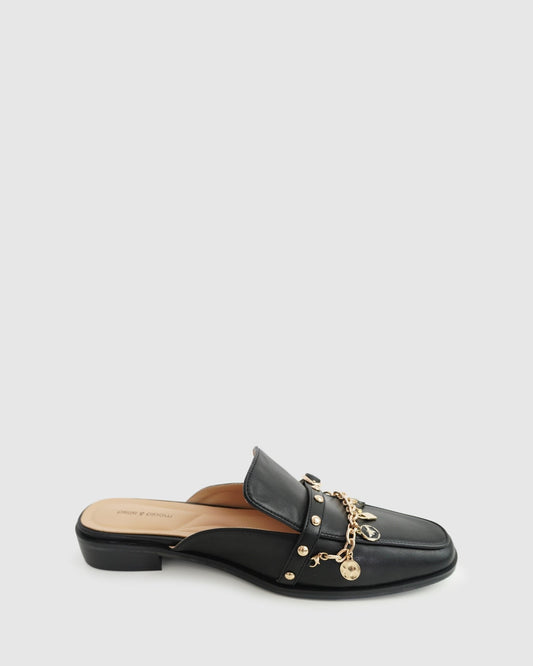 How It Feels Charm Loafer Mule - Black