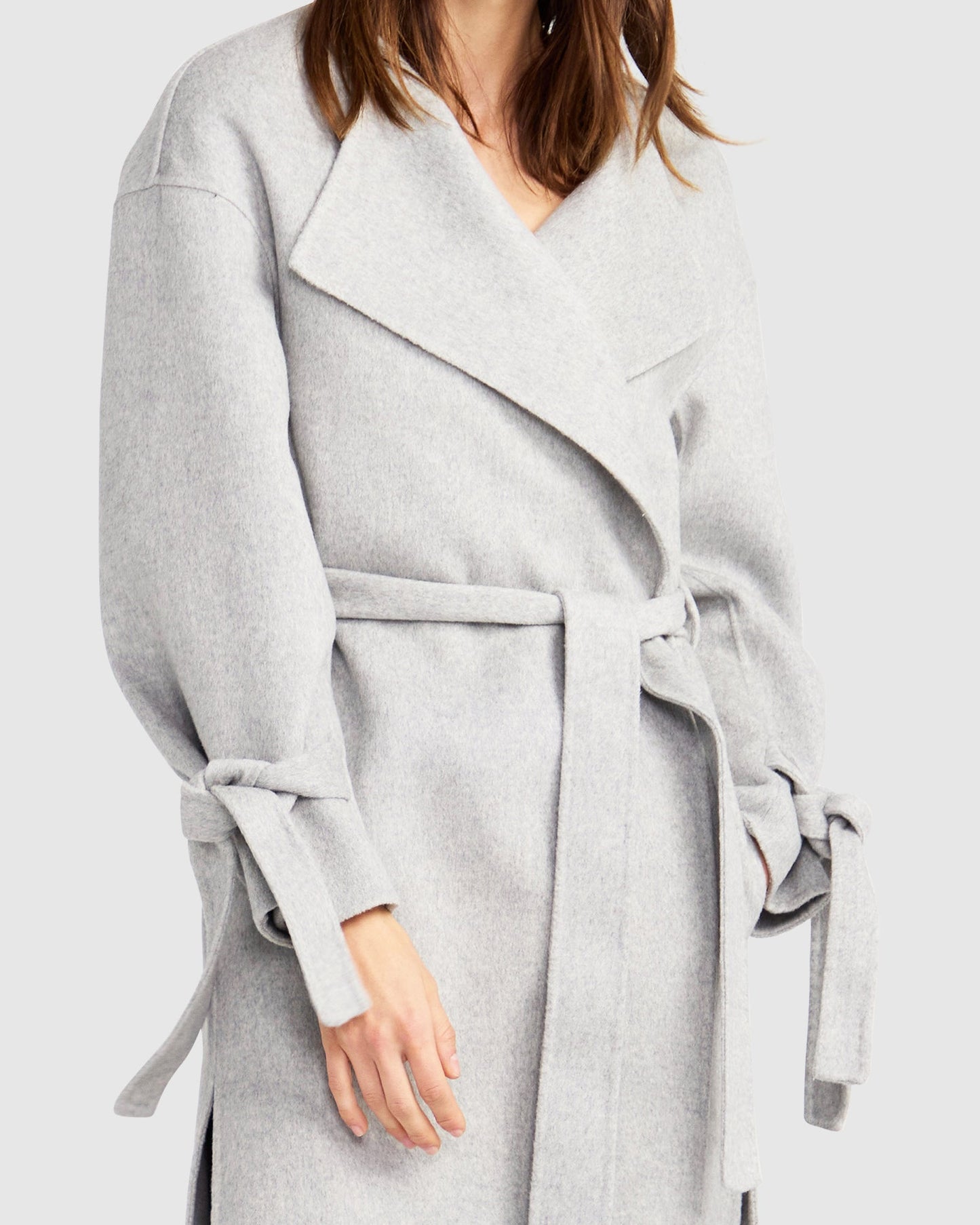 Head Over Heels Collarless Robe Coat - Grey Marle