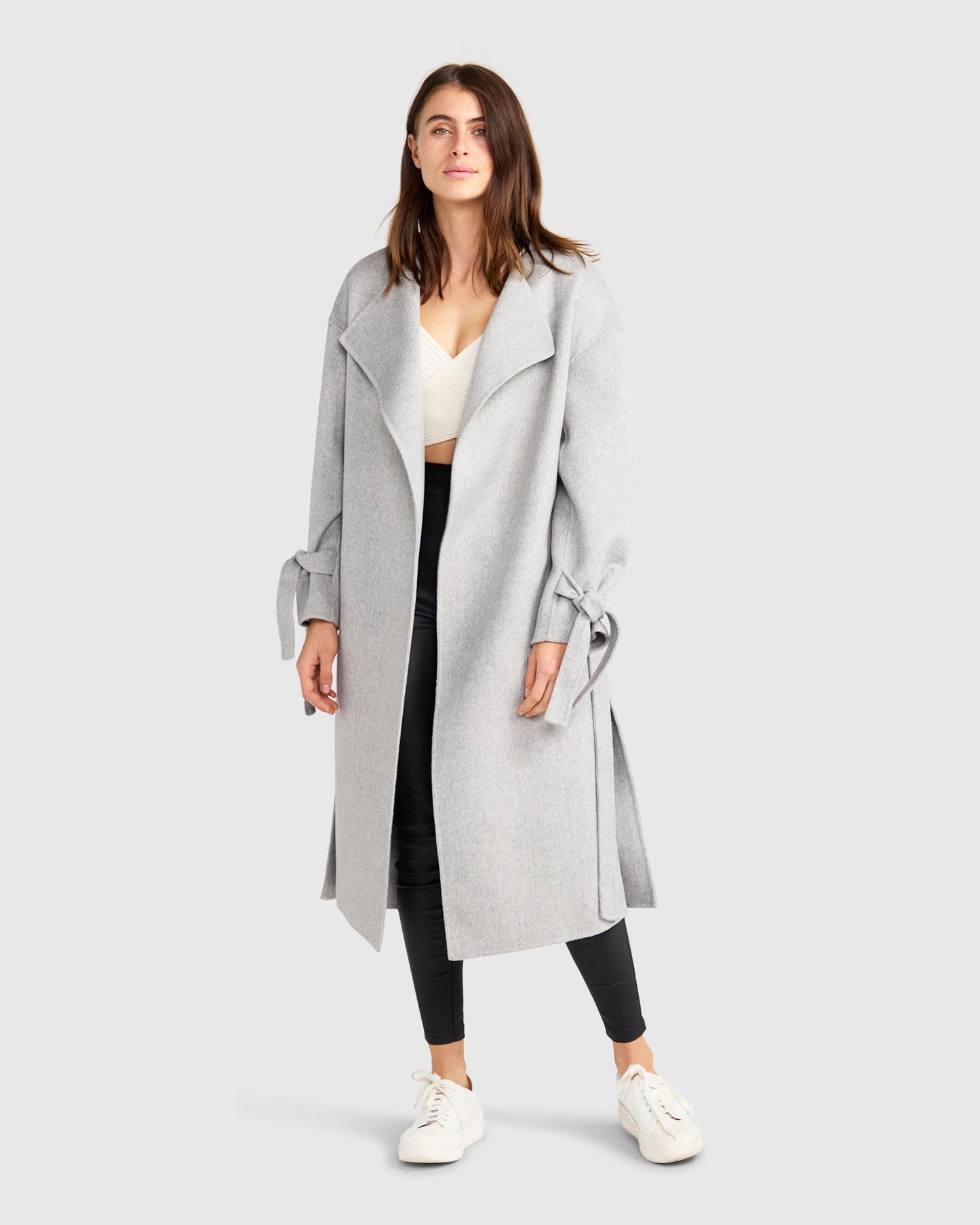 Head Over Heels Collarless Robe Coat - Grey Marle