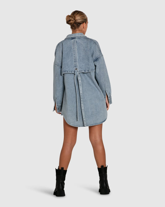 Into Him Oversized Denim Shirt - Stonewash