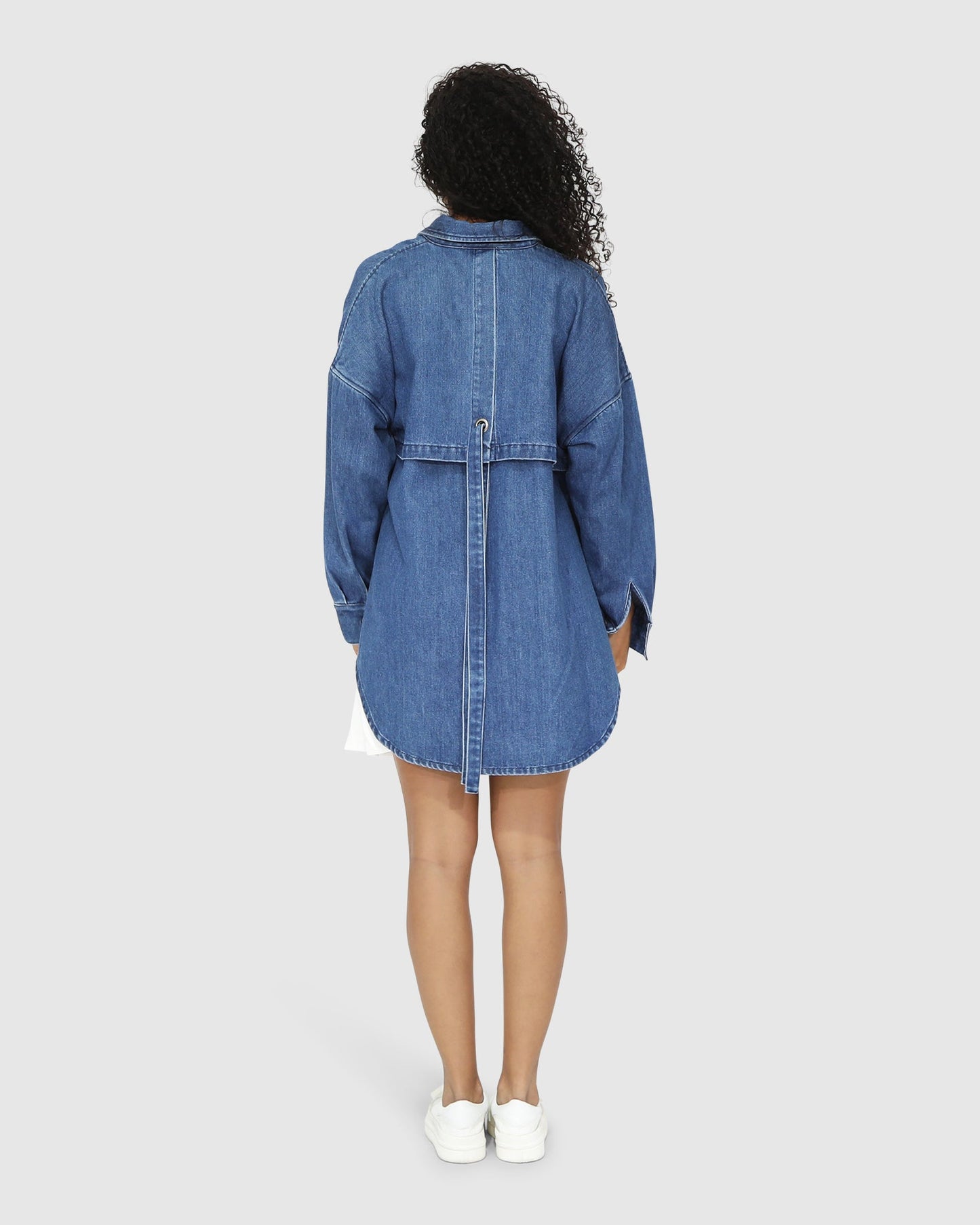 Into Him Oversized Denim Shirt - Mid Wash