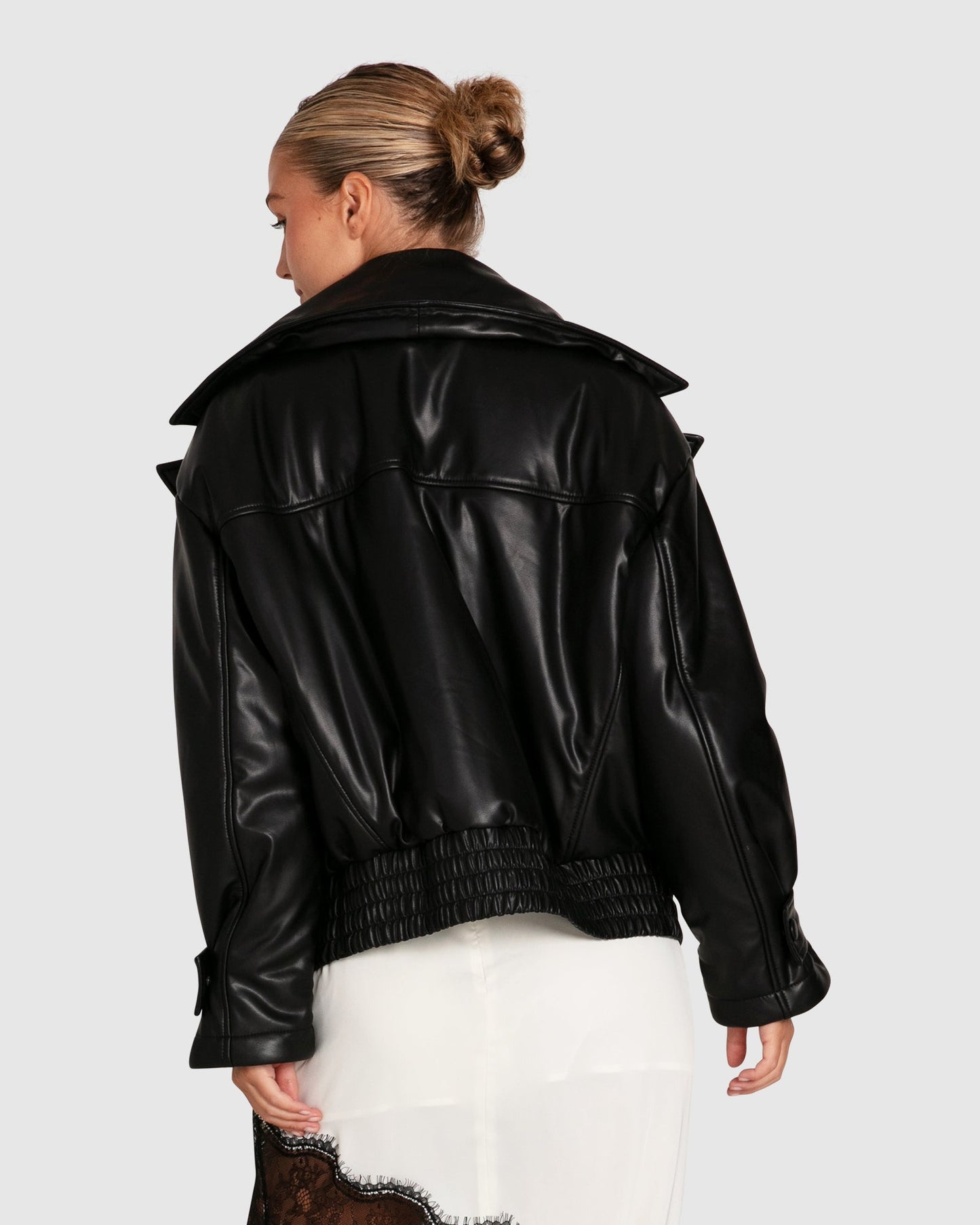 Love Drunk Leather Bomber - Black