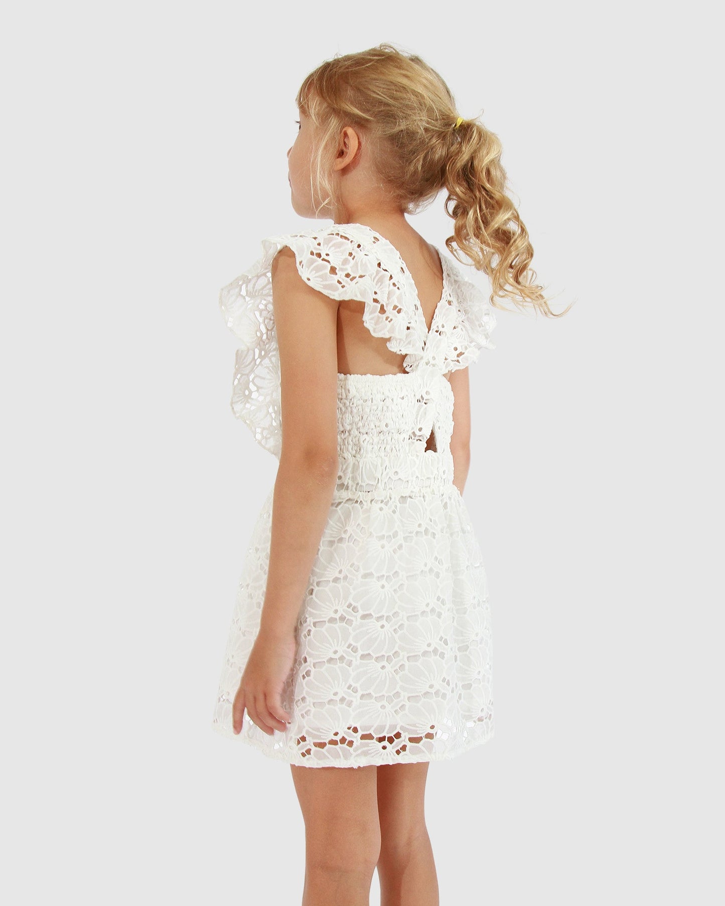 Love Story Crossover Back Lace Dress - White