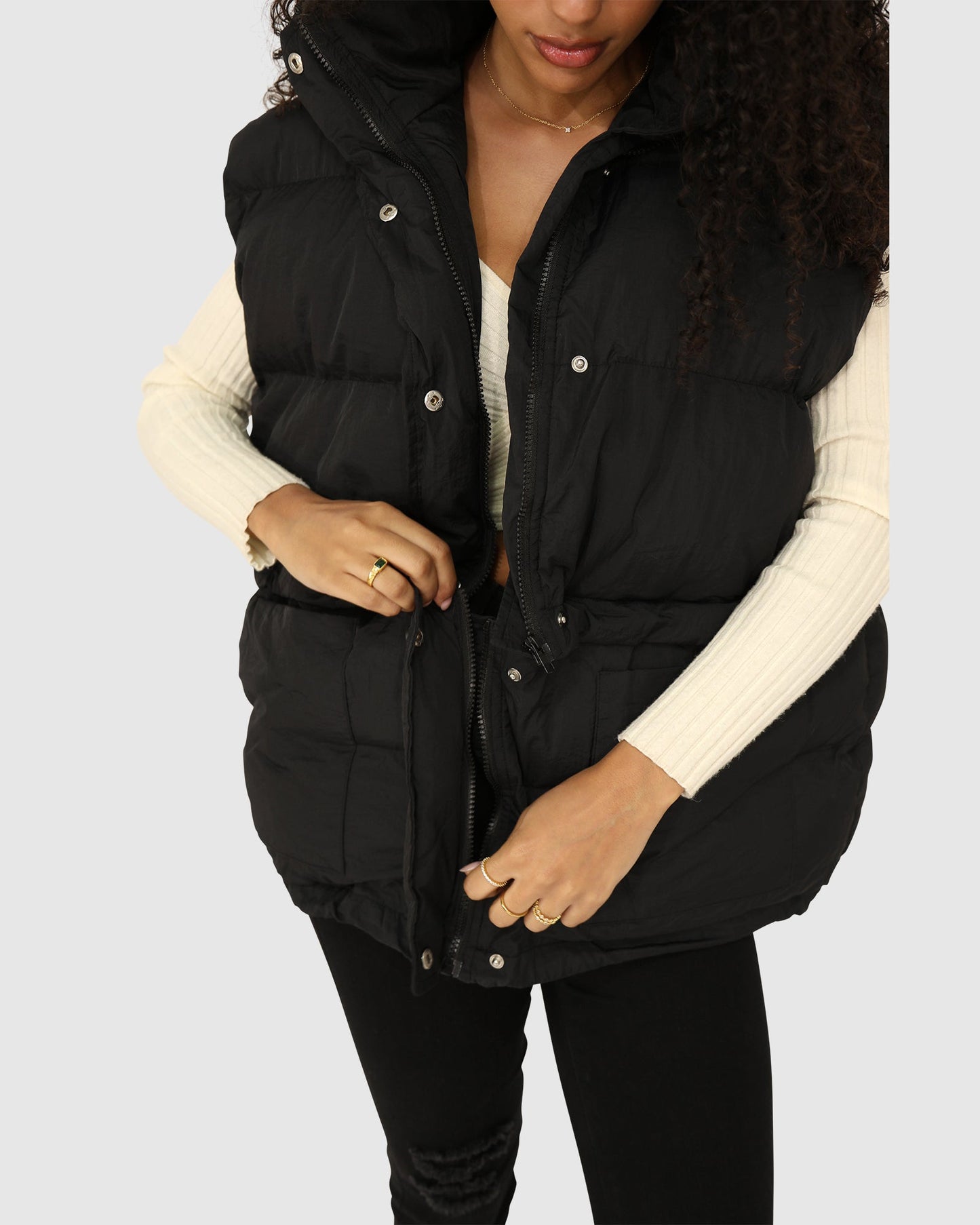 Landslide Zip-Off Puffer Vest- Black