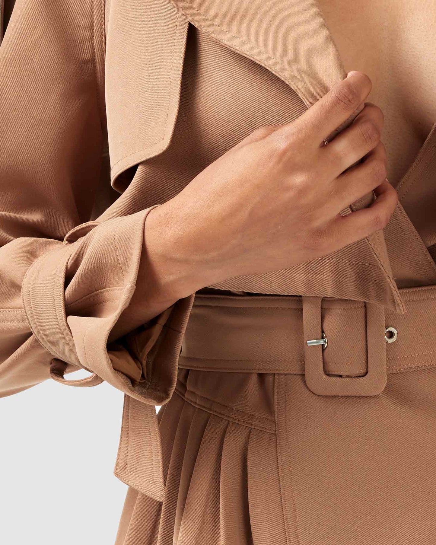 Manhattan Cropped Trench - Camel