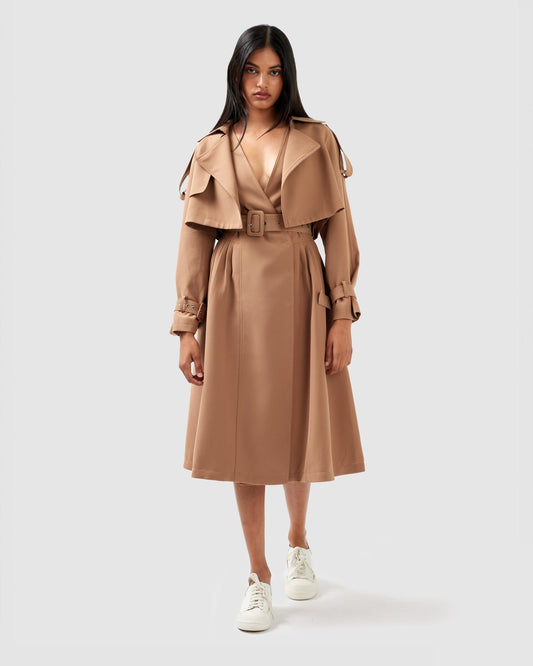 Manhattan Cropped Trench - Camel