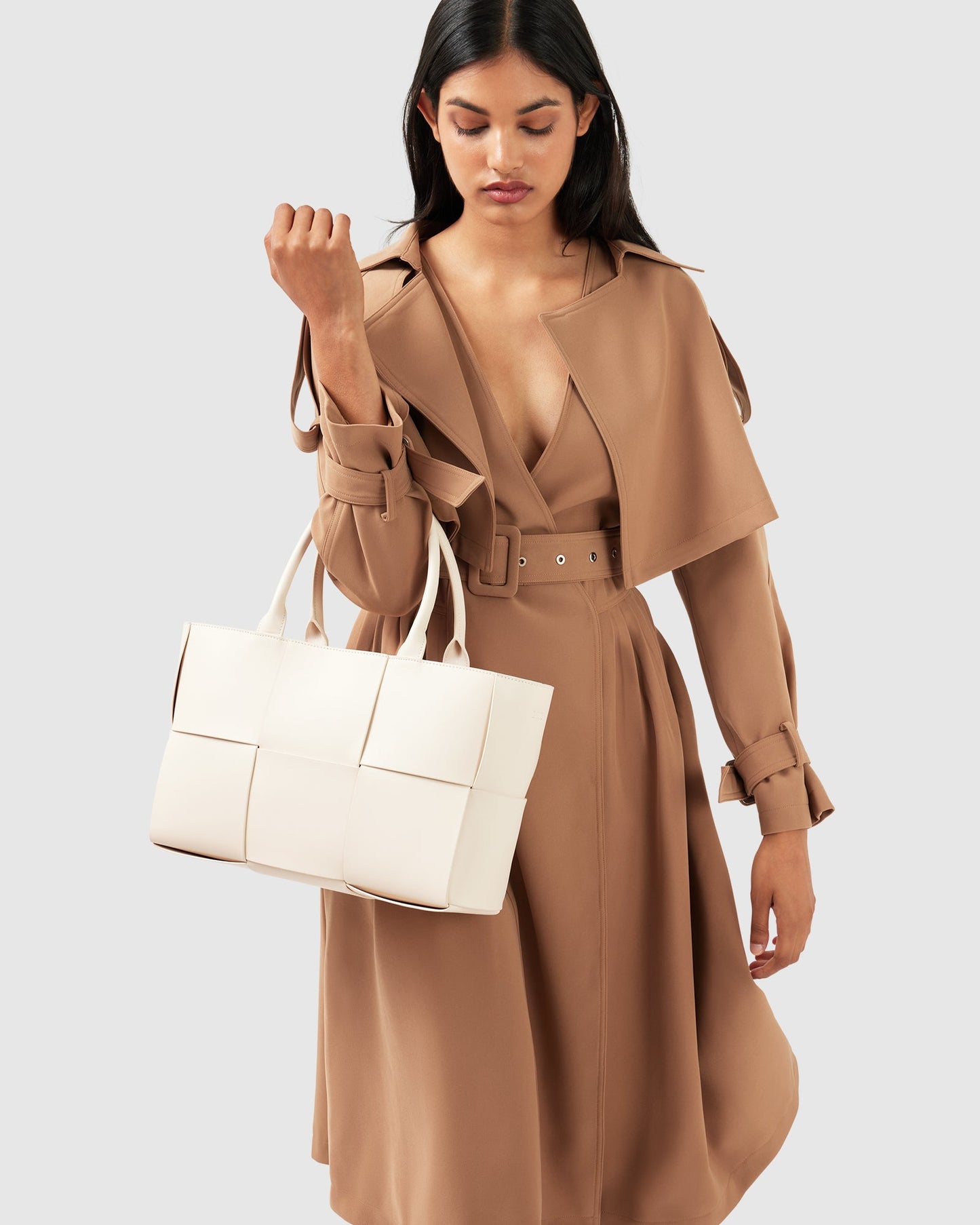 Manhattan Cropped Trench - Camel