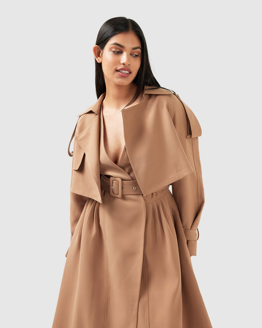 Manhattan Cropped Trench - Camel