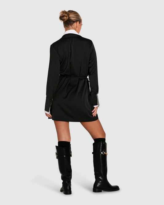 Make Me Feel Layered Shirt Dress - Black/White