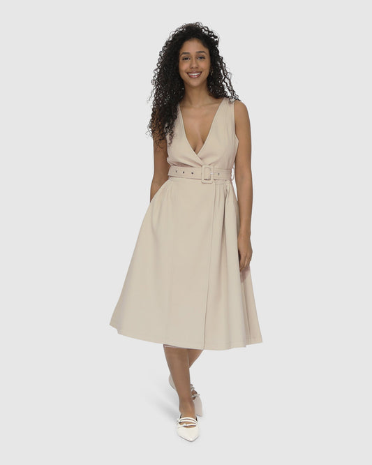 Miss Independence Midi Dress - Sand