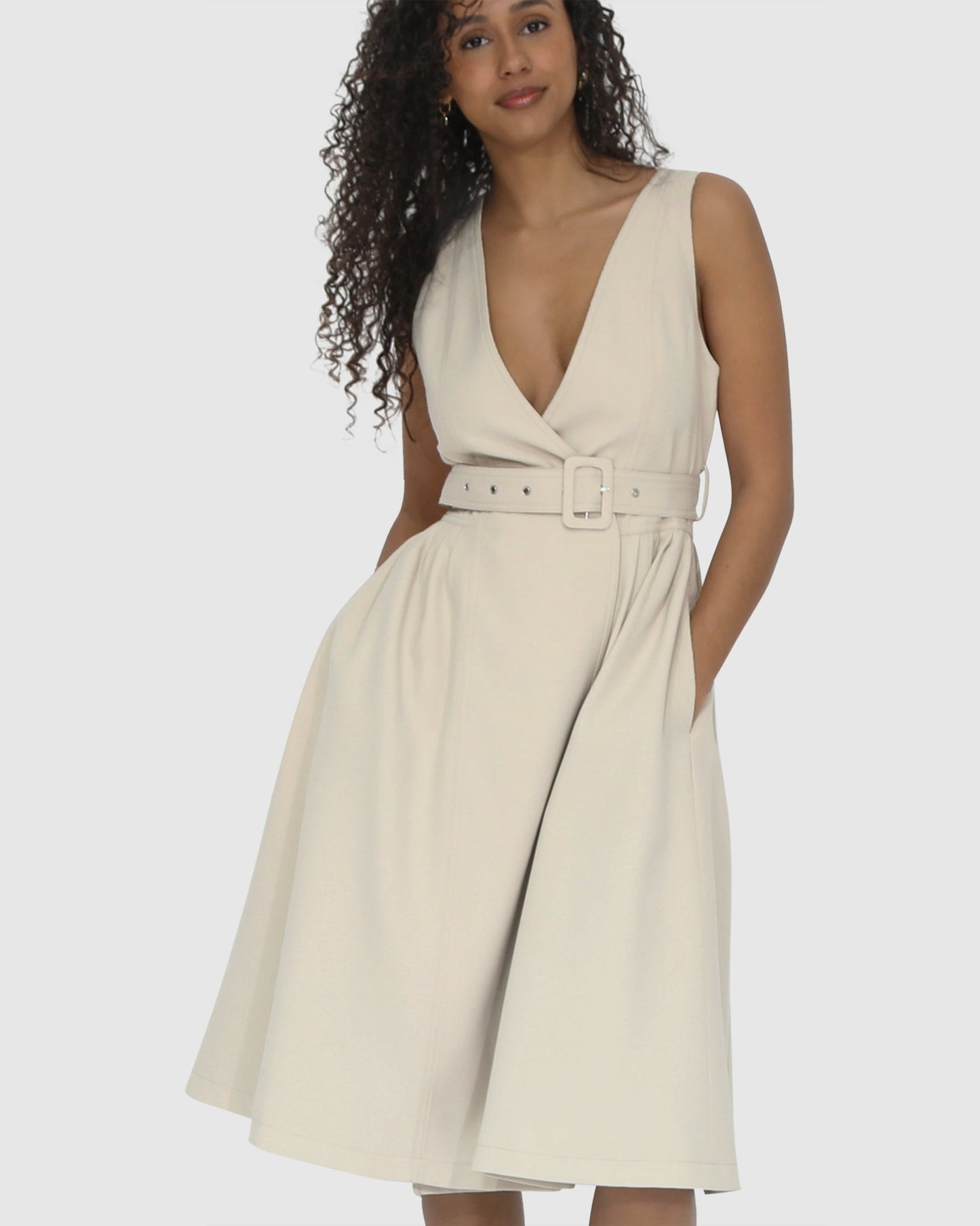 Miss Independence Midi Dress - Sand