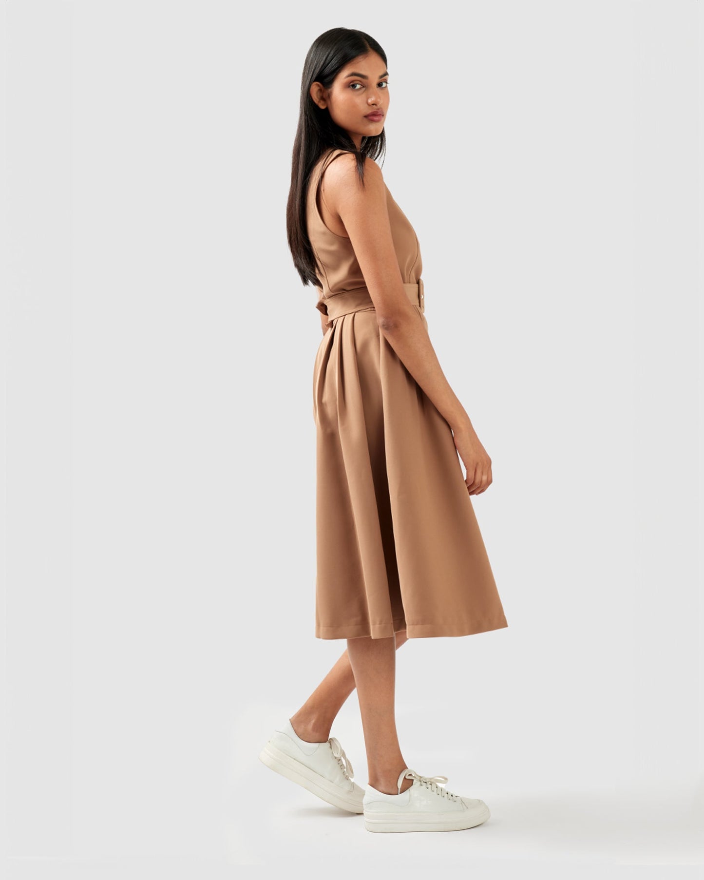 Miss Independence Midi Dress - Camel