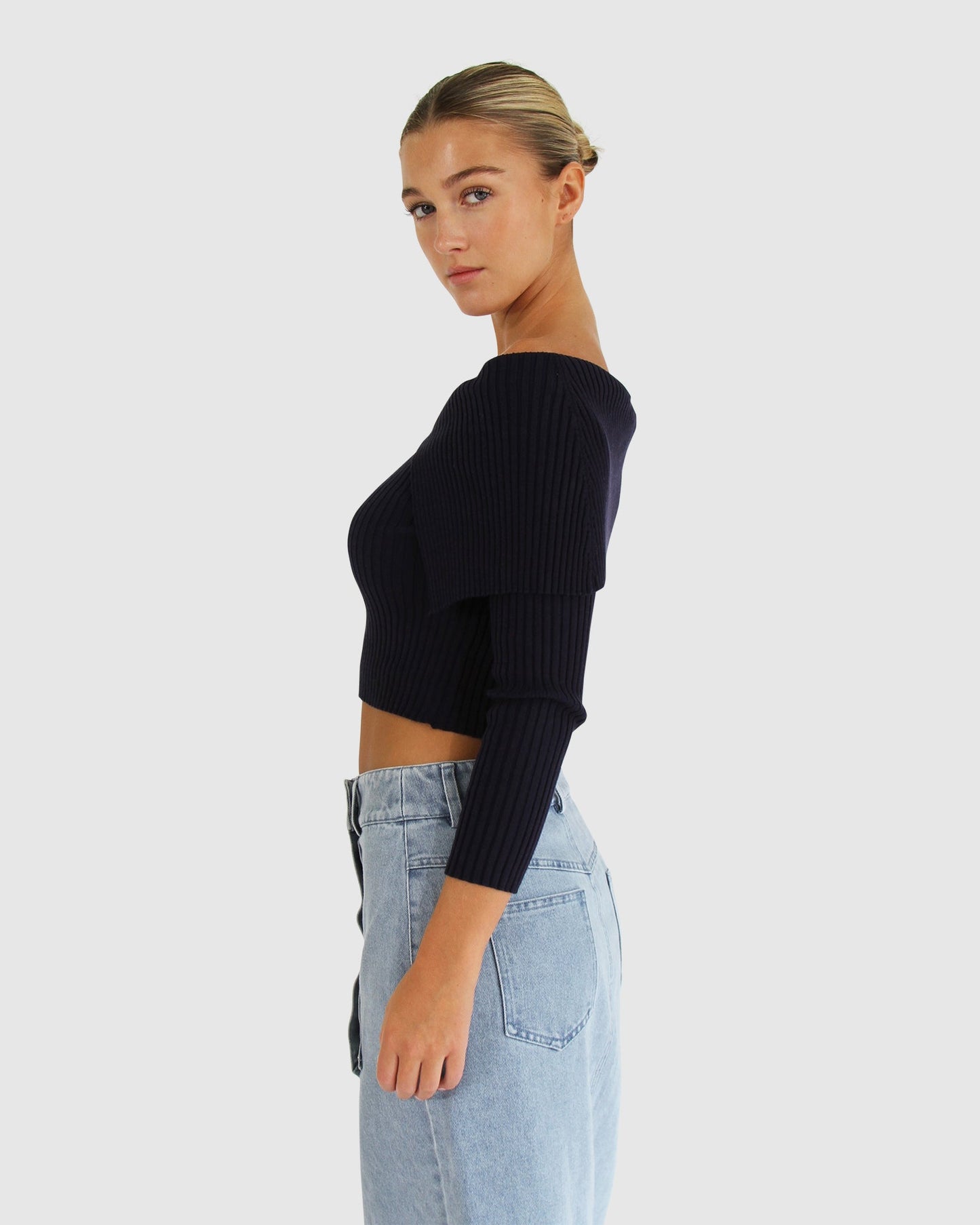 More Than Words Collared Knit Top - Navy