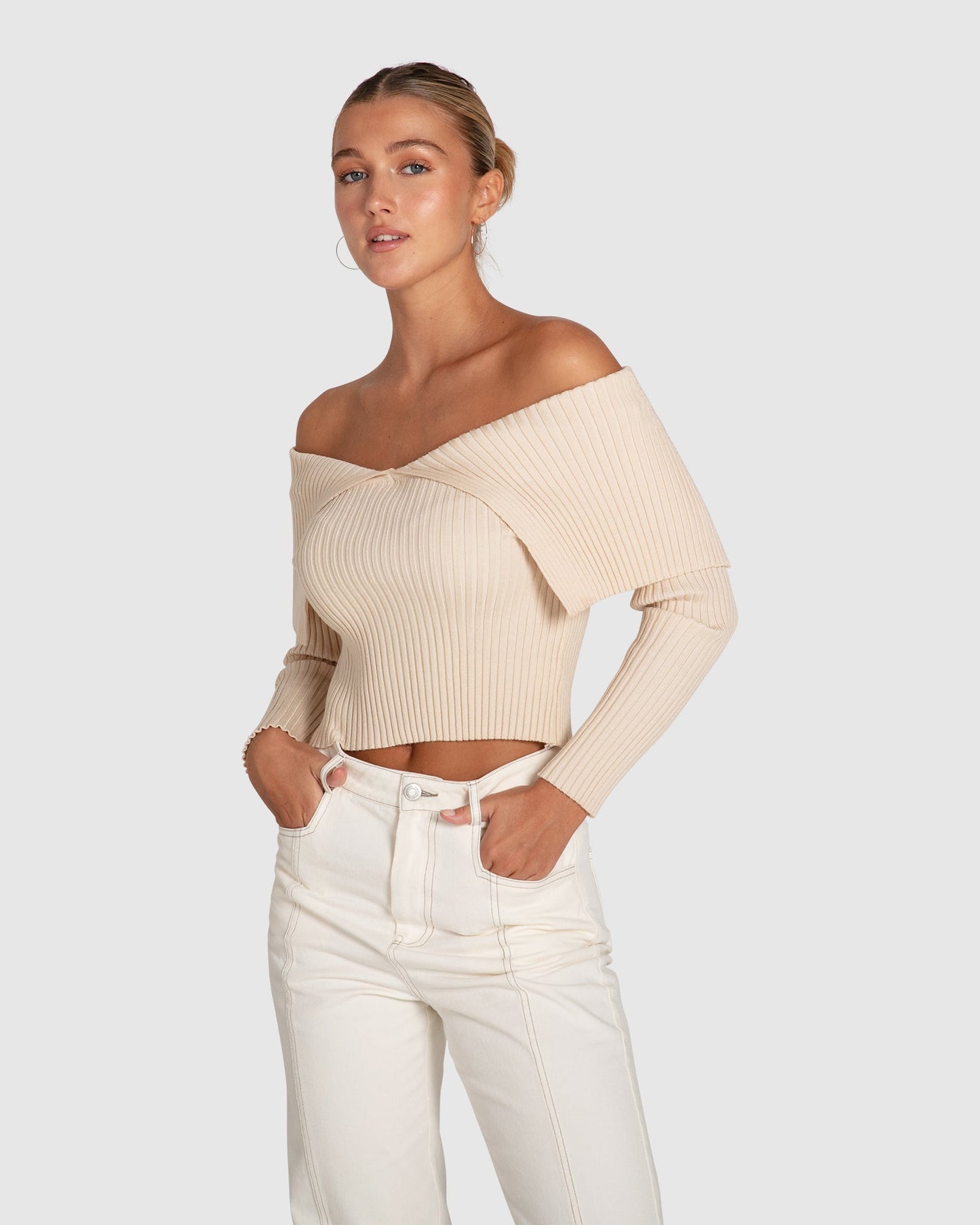 More Than Words Collared Knit Top - Cream