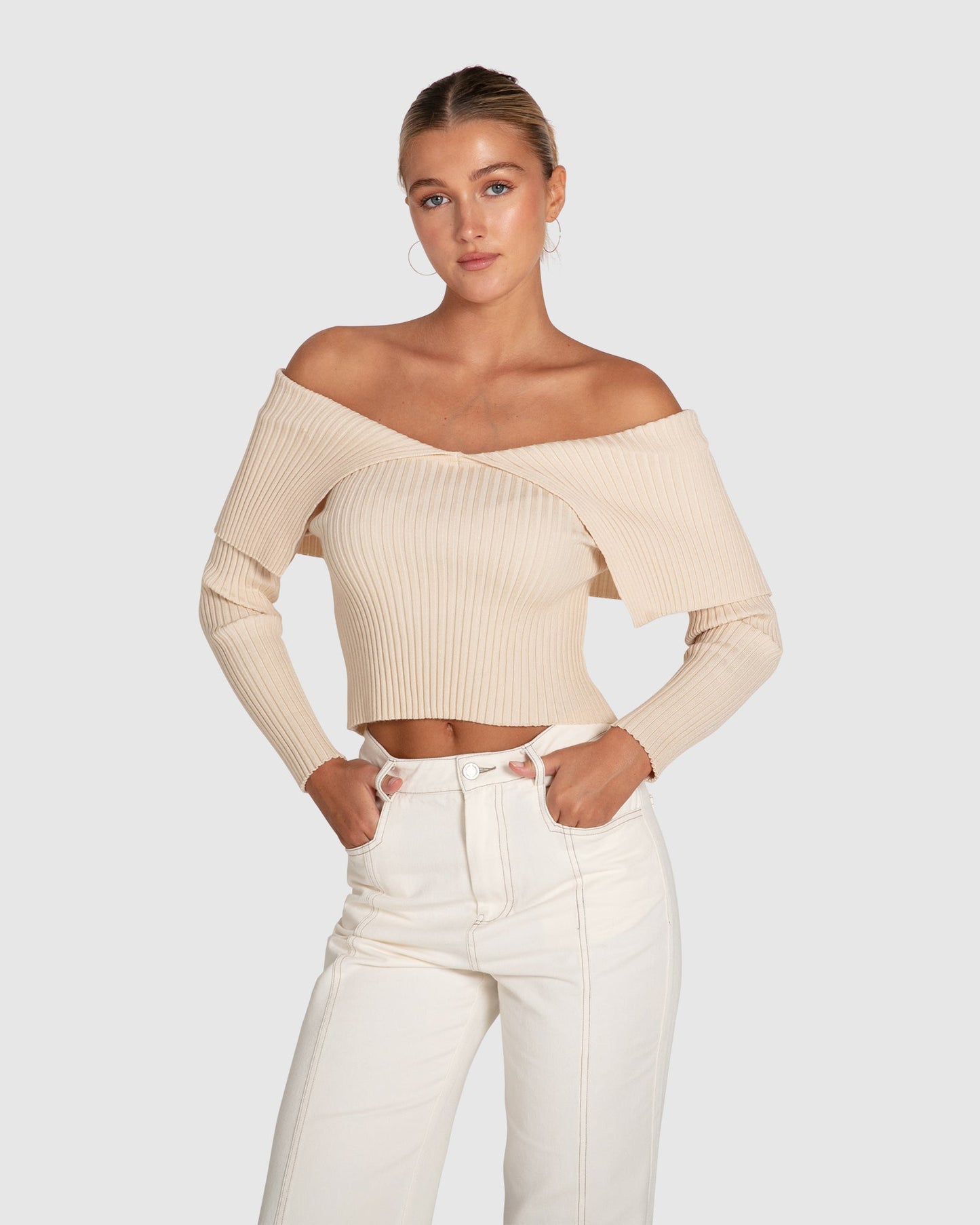 More Than Words Collared Knit Top - Cream