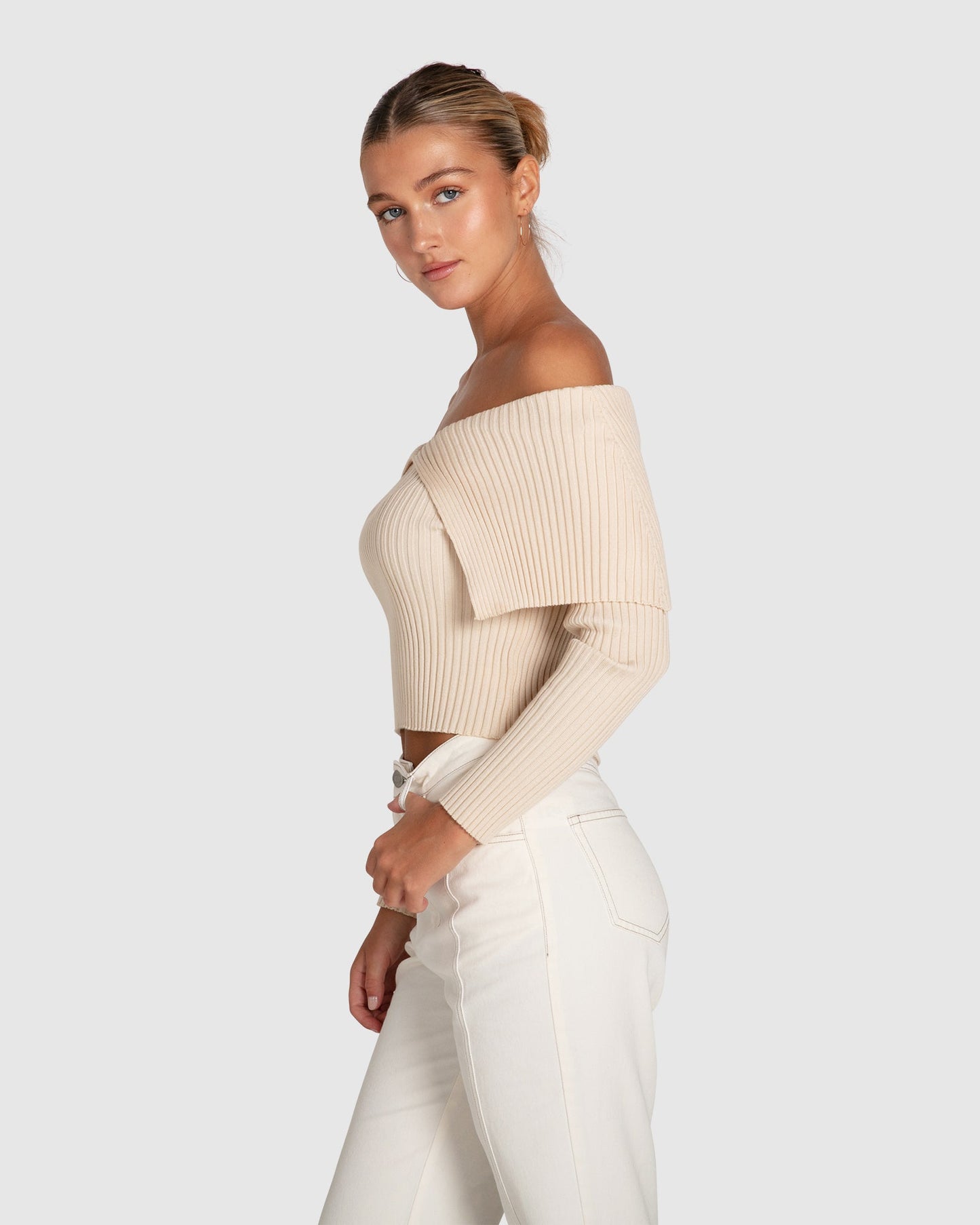 More Than Words Collared Knit Top - Cream