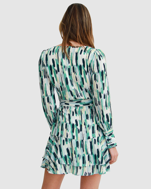 A Night With You Mini Wrap Dress - Green FINAL SALE