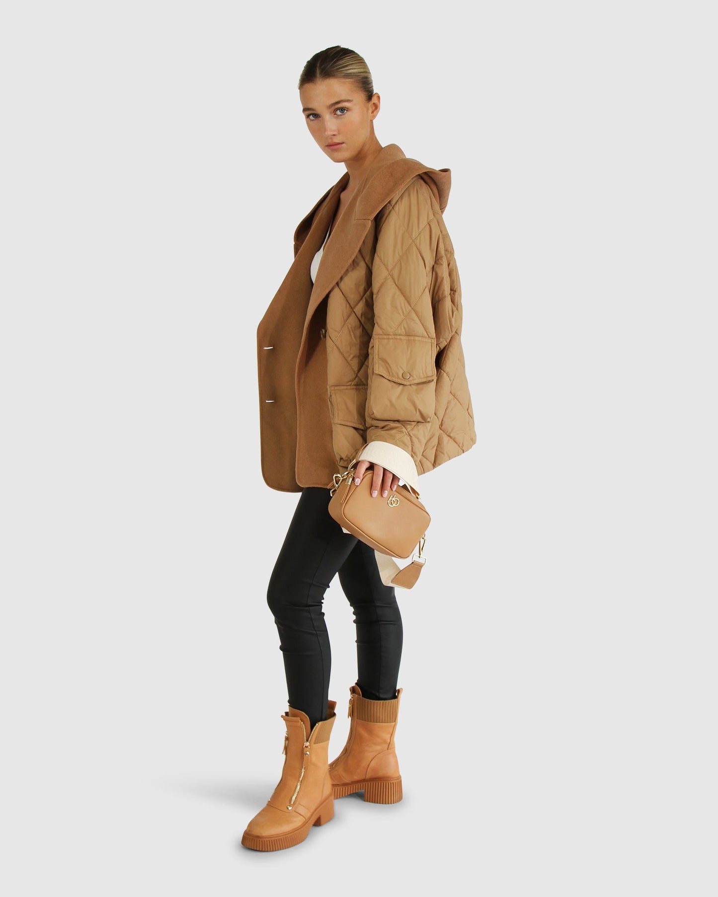 Only You Quilted Utility Jacket - Camel