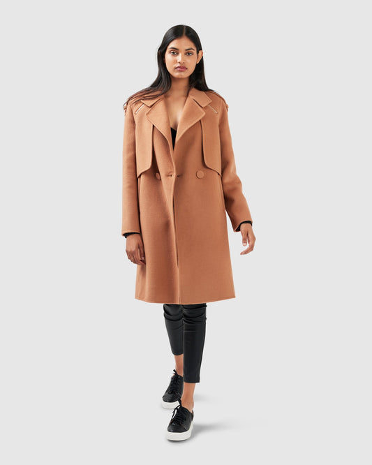 Palm City Wool Blend Coat - Camel