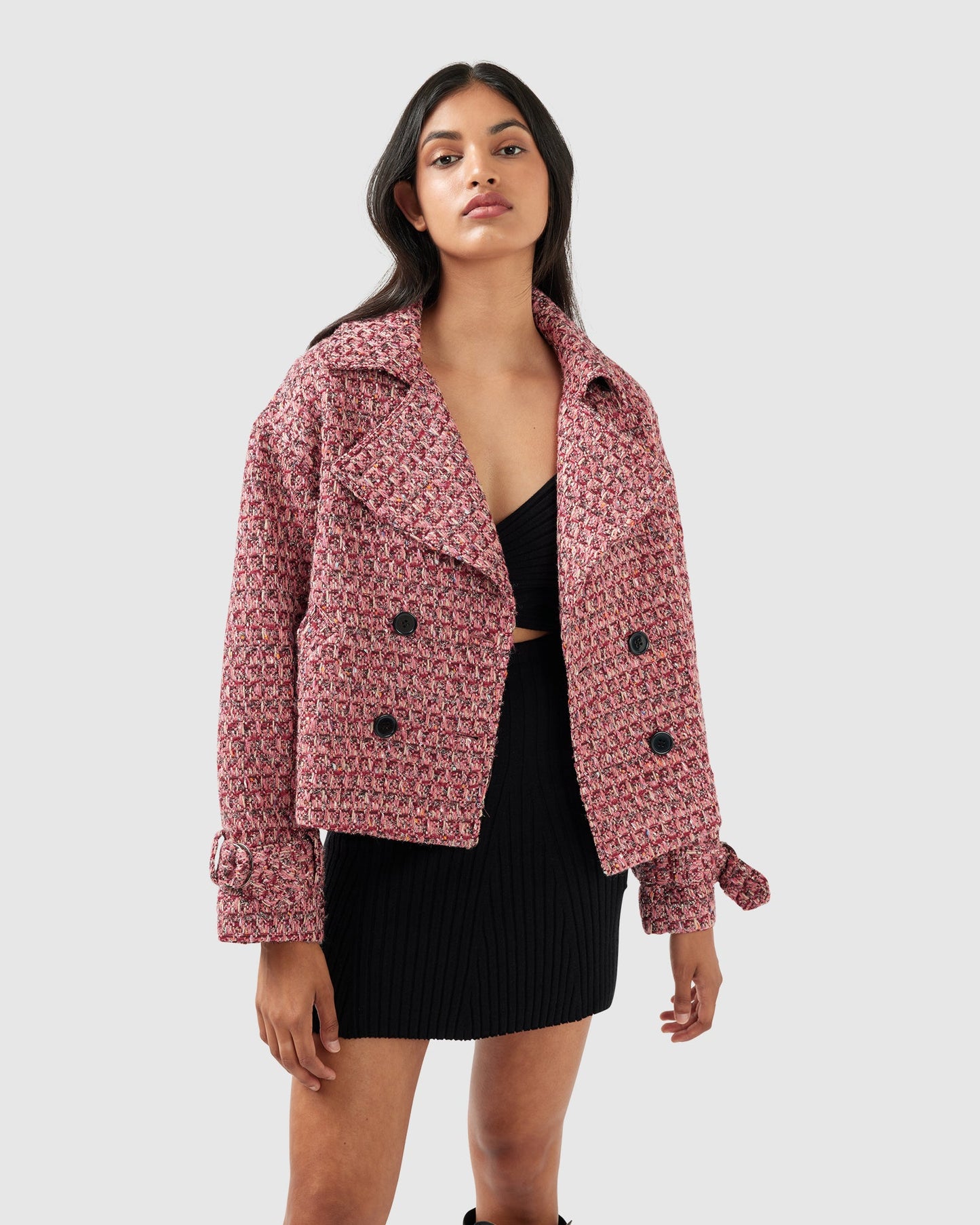 Power Over Me Tweed Jacket - Red