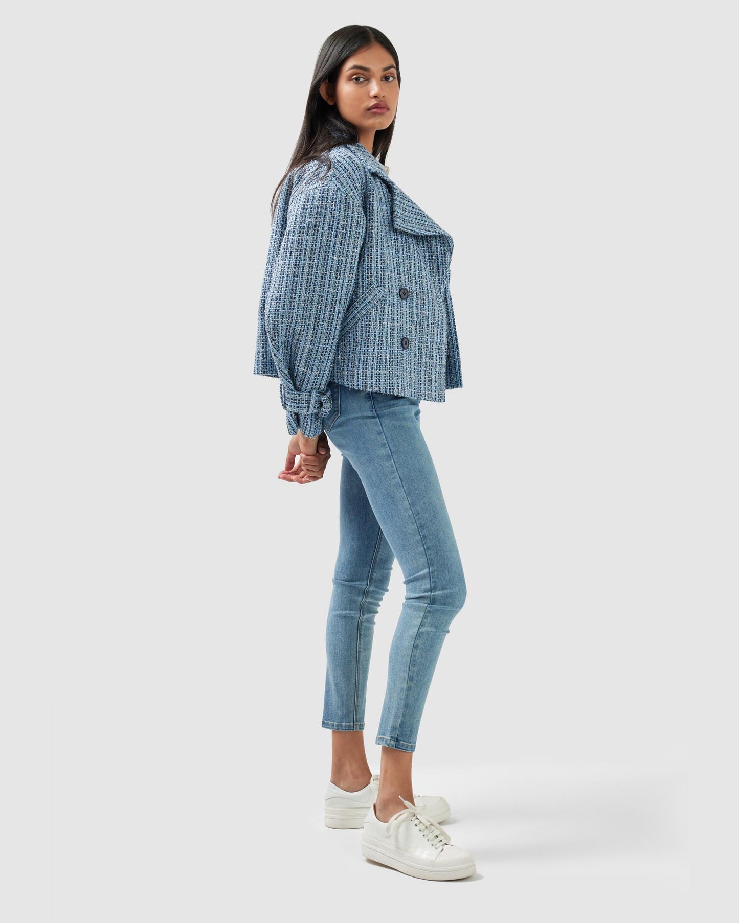 Power Over Me Tweed Jacket - Blue