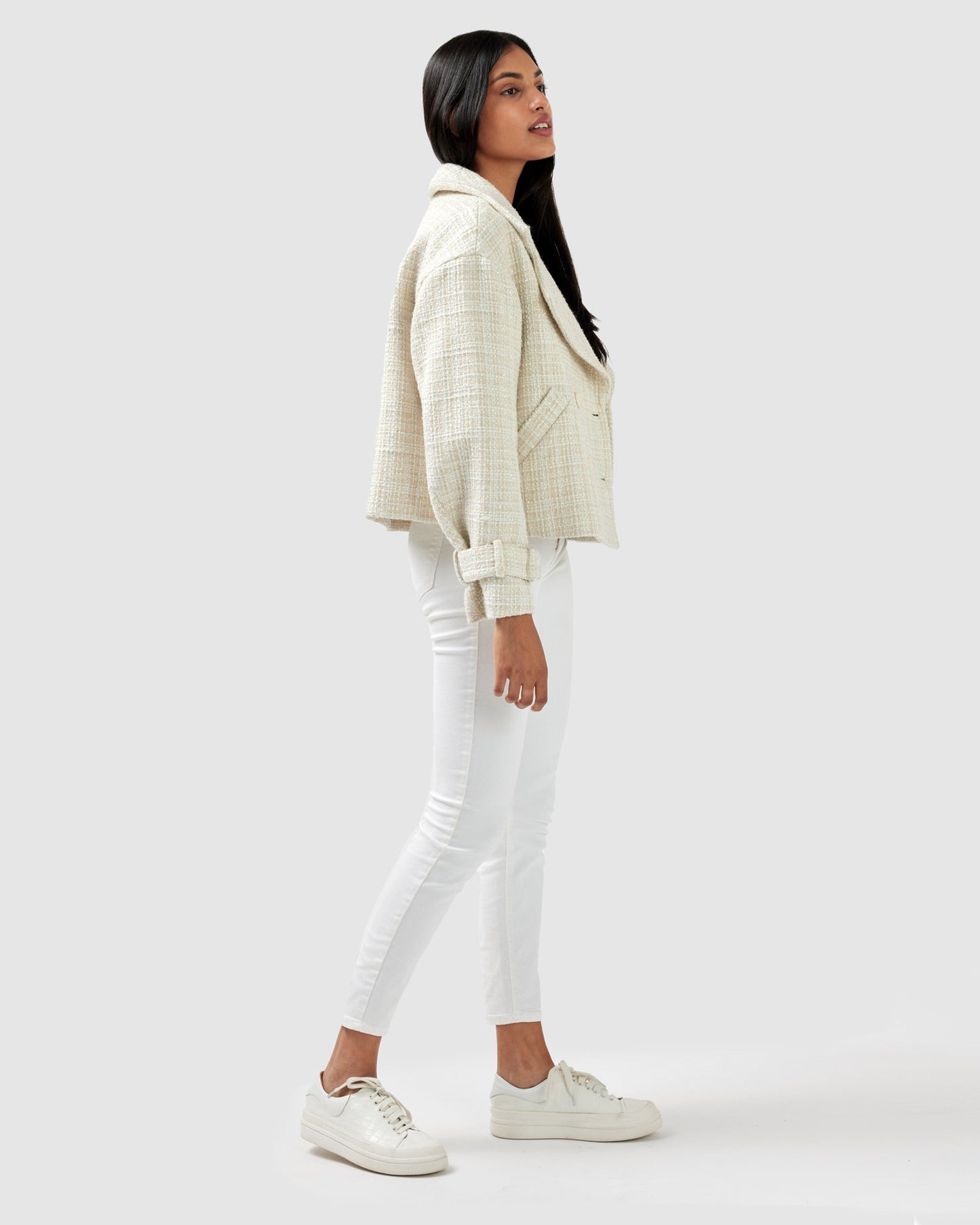 Power Over Me Tweed Jacket - Beige Marle