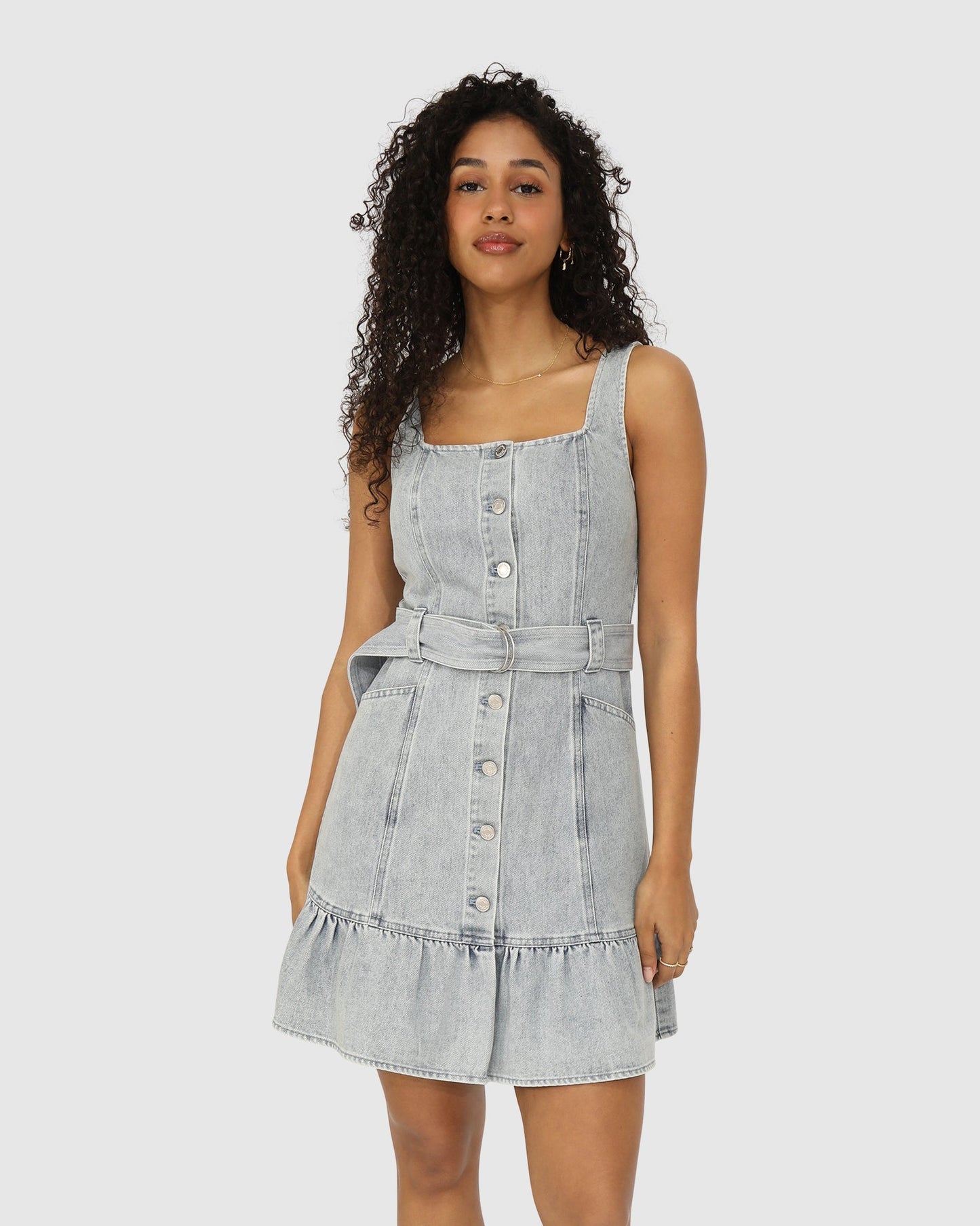 Reunite Denim Mini Dress - Stonewash