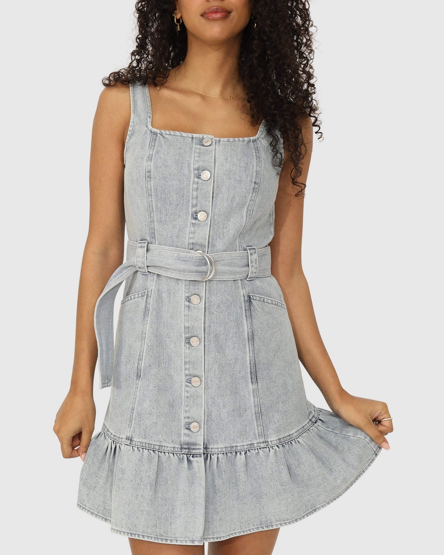 Reunite Denim Mini Dress - Stonewash