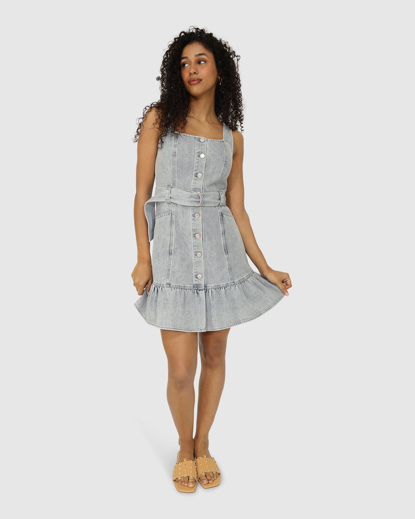 Reunite Denim Mini Dress - Stonewash