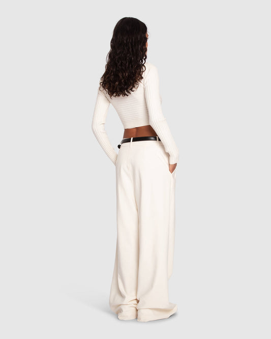 Ready for Your Love Wool Wide Leg Pant - Cream