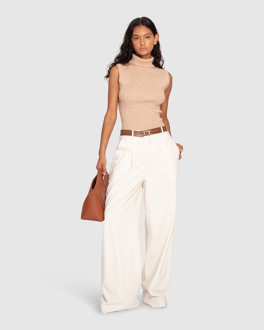 Ready for Your Love Wool Wide Leg Pant - Cream