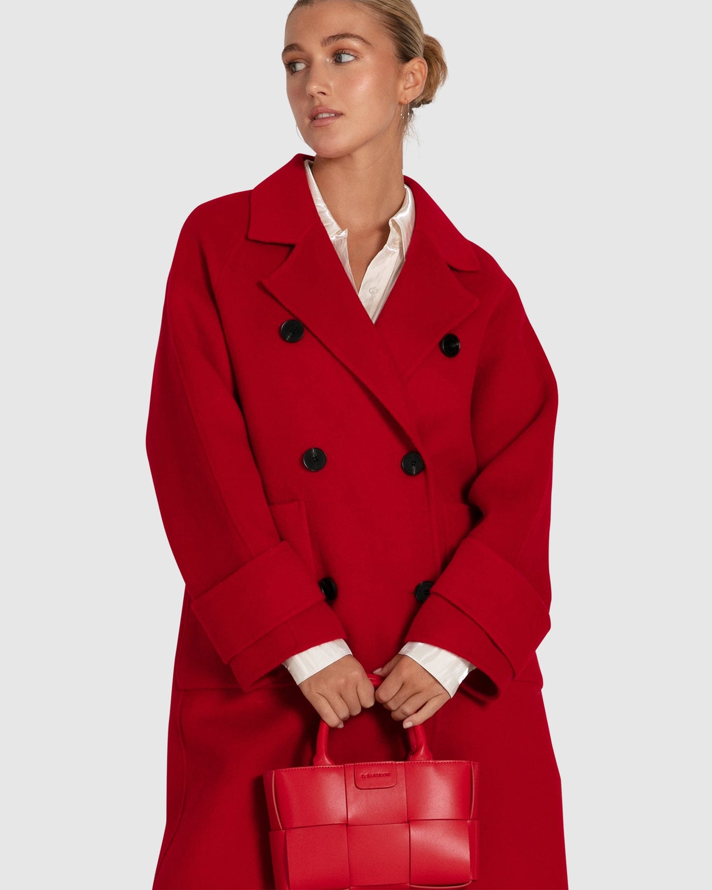 Rumour Has It Oversized Wool Blend Coat - Red