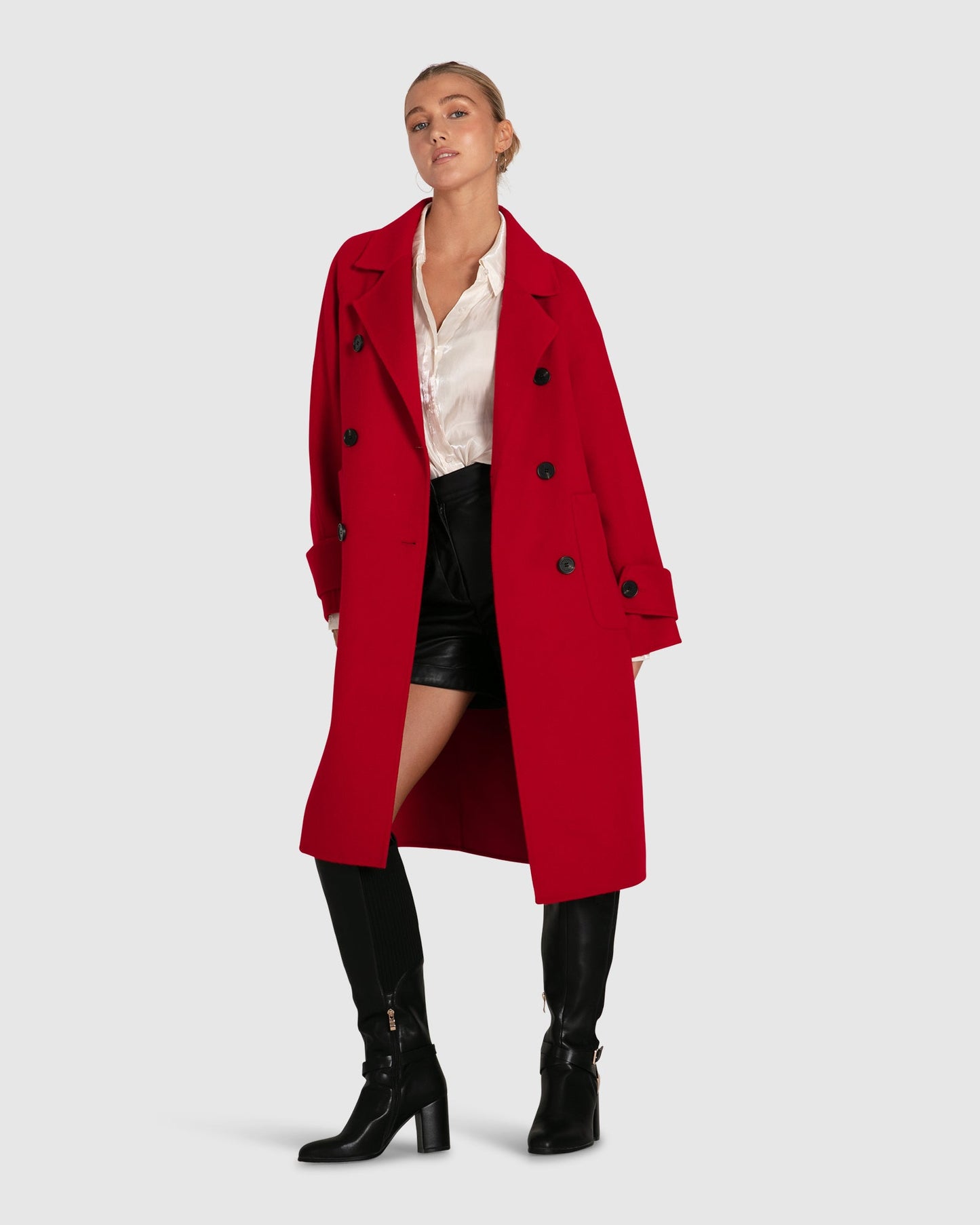 Rumour Has It Oversized Wool Blend Coat - Red