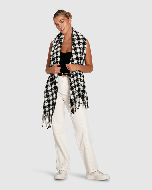 Return To Sender Houndstooth Scarf - Black/White