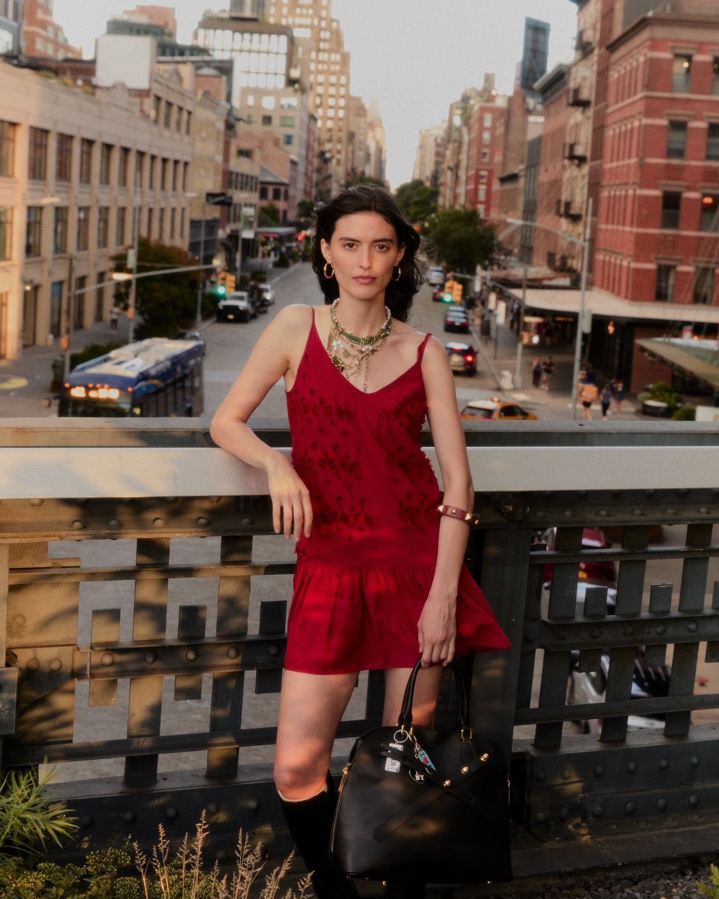 Sunny Afternoon Embroidered Dress - Red