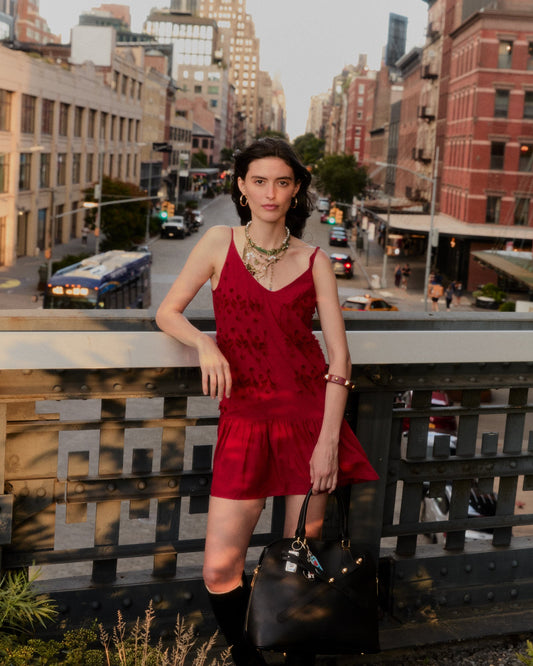 Sunny Afternoon Embroidered Dress - Red