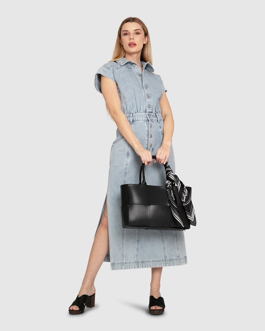 Sundown Denim Midi Shirt Dress - Stonewash