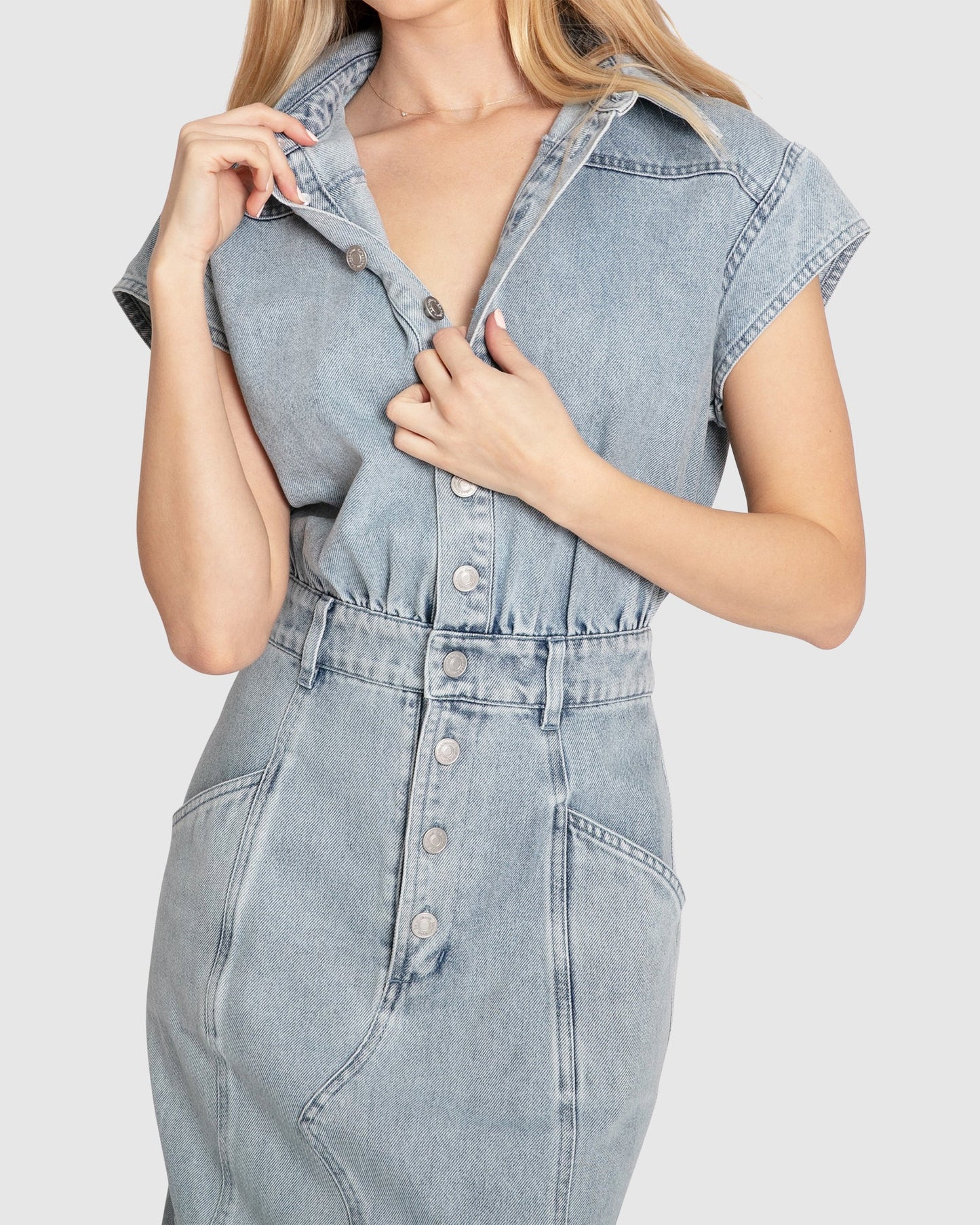 Sundown Denim Midi Shirt Dress - Stonewash