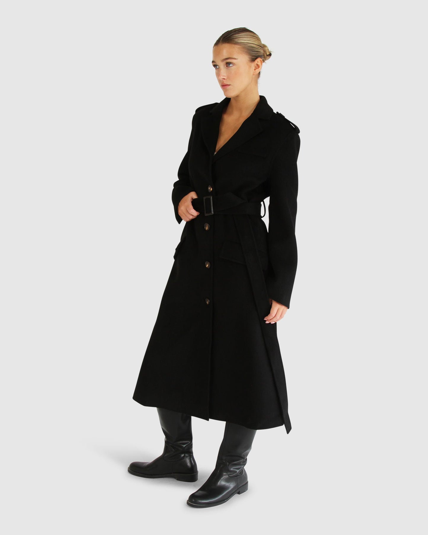 Skylight Longline Coat - Black