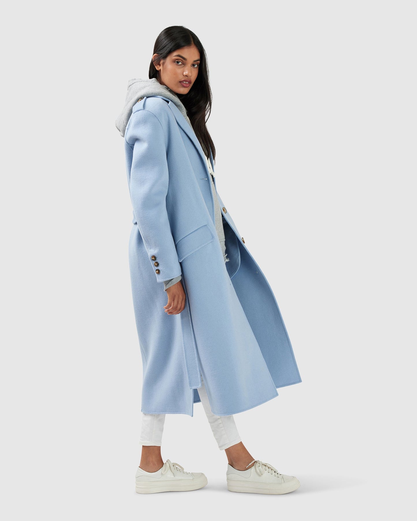 Skylight Longline Coat - Sky Blue