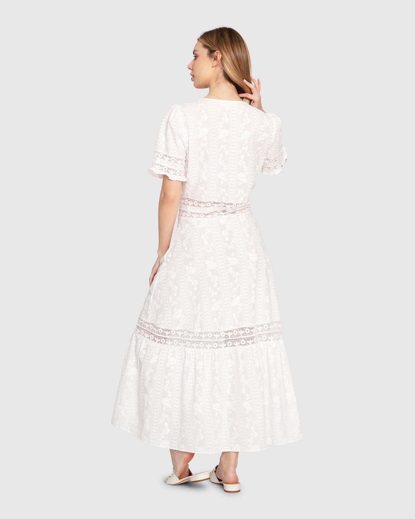 Summer Breeze Lace Midi Dress - White