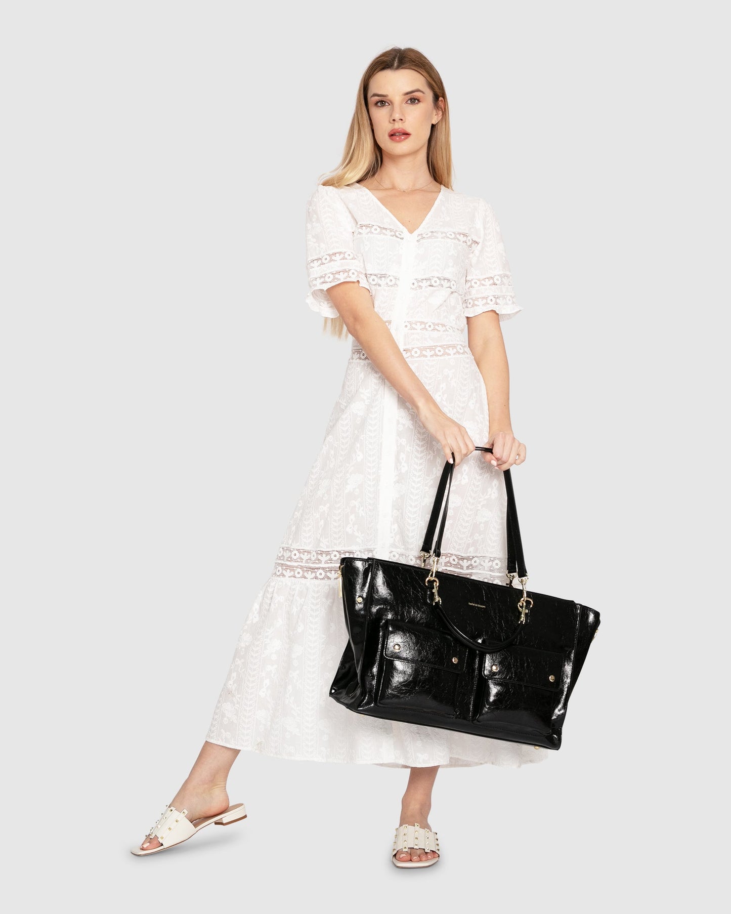 Summer Breeze Lace Midi Dress - White