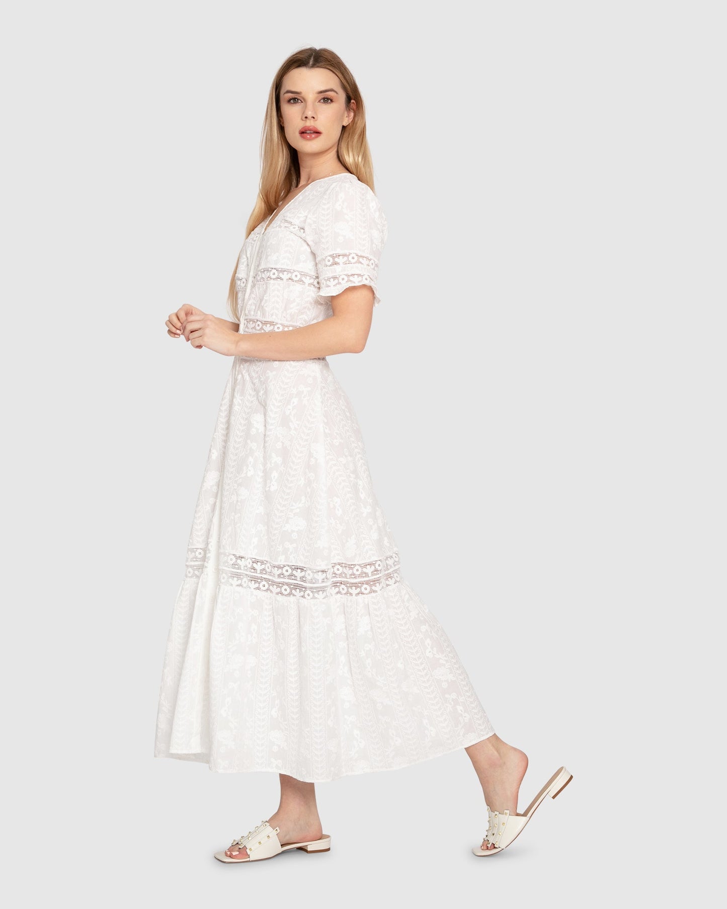 Summer Breeze Lace Midi Dress - White