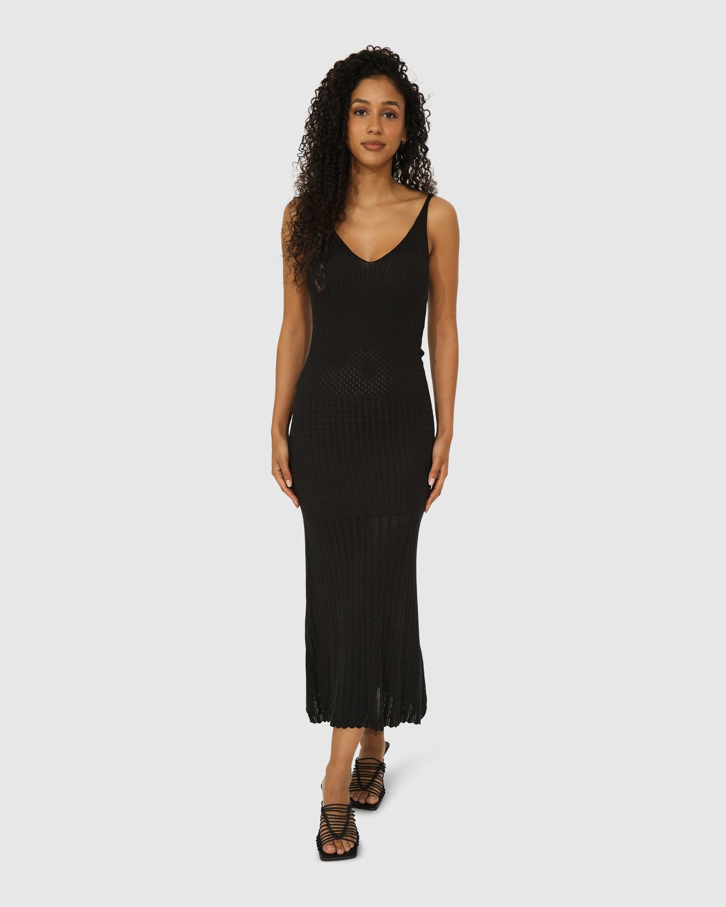 Sweet Nothings Midi Knitted Dress - Black