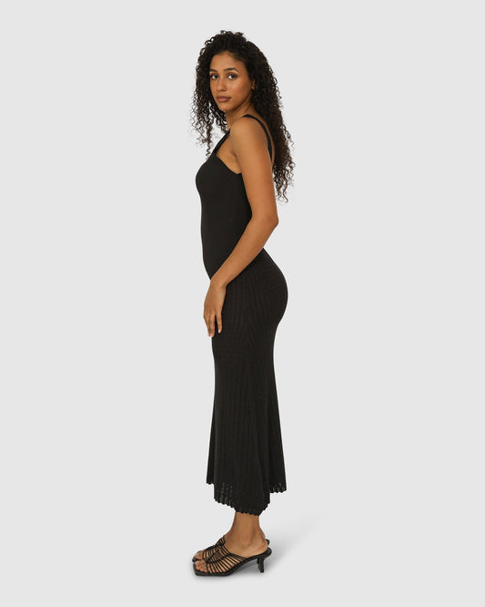 Sweet Nothings Midi Knitted Dress - Black